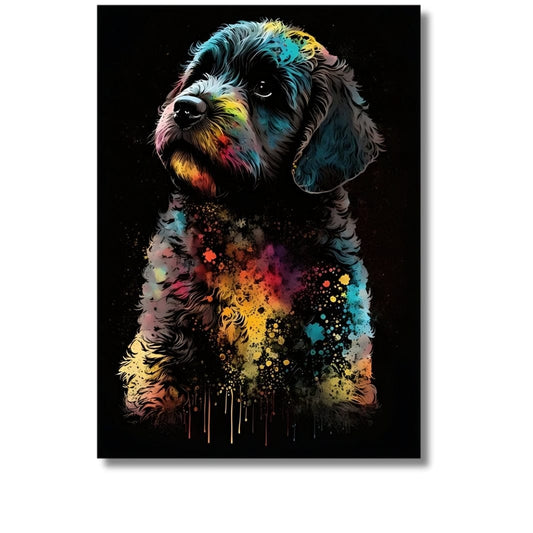 Tableau chien multicolore 20X30cm