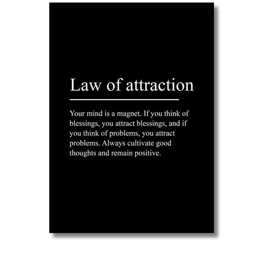 Tableau citation noir et blanc Law of attraction / 20x30cm