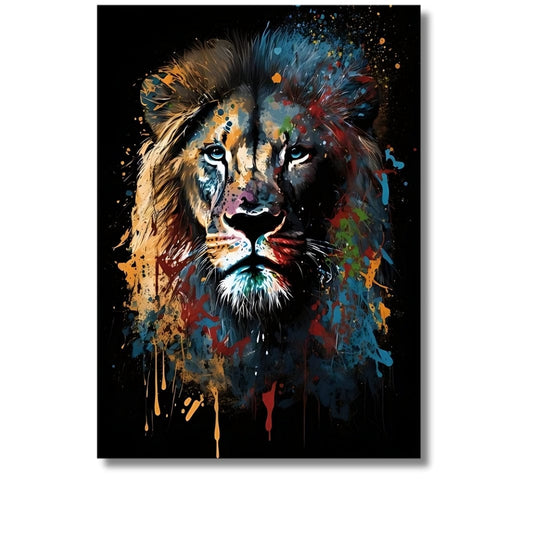 Tableau lion multicolore 20X30cm
