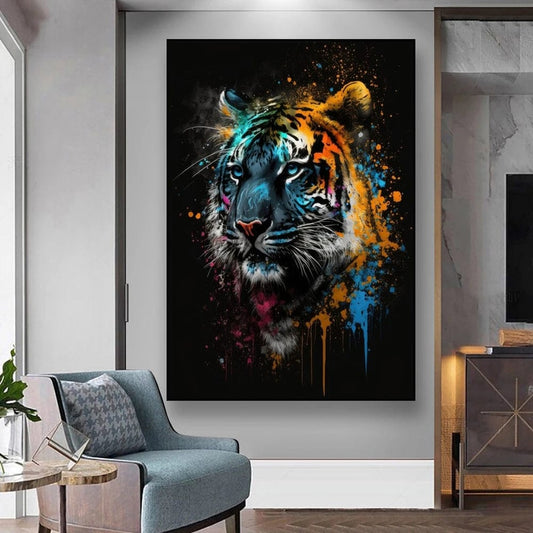 Tableau tigre multicolore
